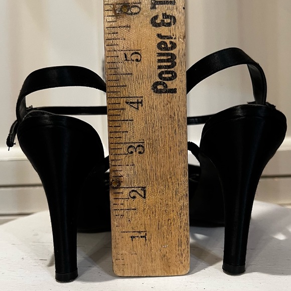 Jacques Lemans Stitch Embellished Satin Black Evening Heels in size 3. - Picture 4 of 9